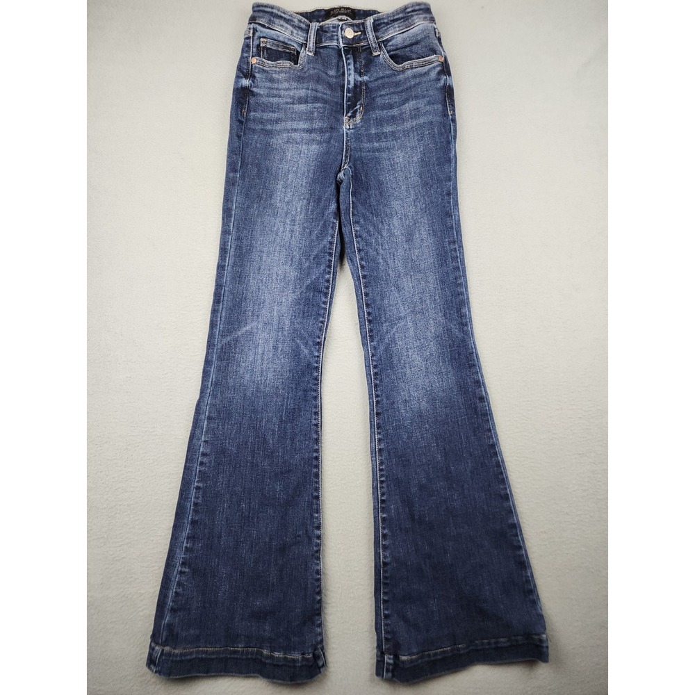 Judy Blue Jeans Juniors 3 Blue Medium Wash Mid Rise Flare Stretch Denim Casual